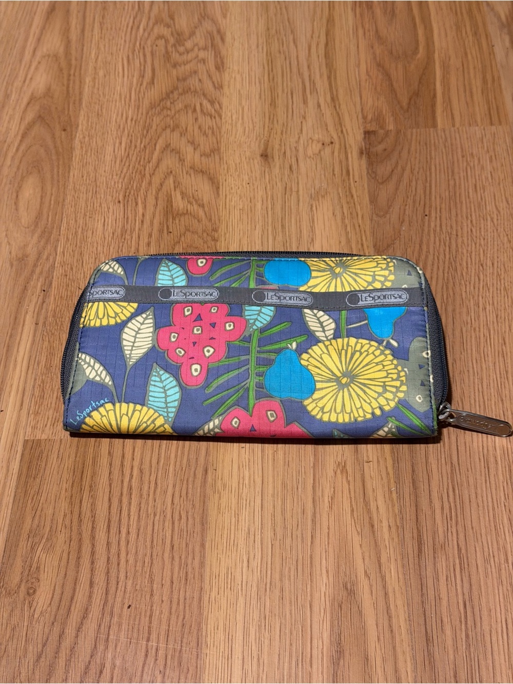 Lesportsac Floral Zip Wallet with Yellow, Blue & Pink Accents